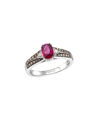 Le Vian Passion Ruby 14k 0.97 Ct. Tw. Diamond & Ruby Half-eternity Cocktail Ring In Metallic