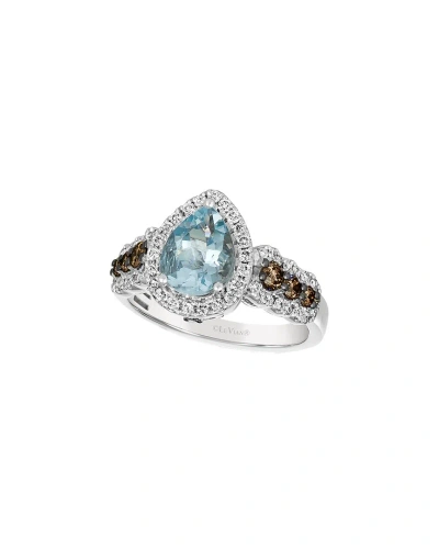 Le Vian Sea Blue Aquamarine 14k 1.96 Ct. Tw. Diamond & Aquamarine Half-eternity Cocktail Ring In Metallic