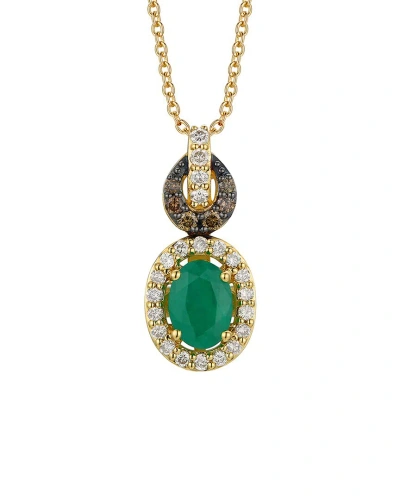 Le Vian Costa Smeralda Emeralds 14k 1.07 Ct. Tw. Diamond & Emeralds Drop Pendant In Gold
