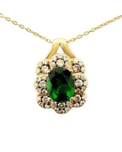 Le Vian Pistachio Diopside 14k 2.11 Ct. Tw. Diamond & Chrome Diopside Drop Pendant In Gold