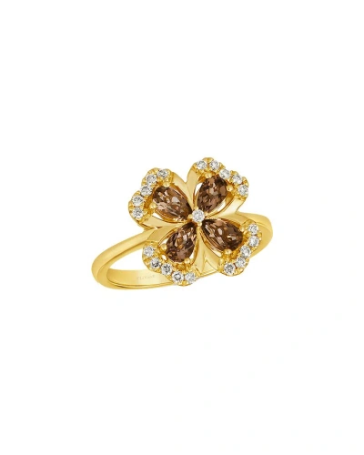 Le Vian Chocolate Clover 14k 0.92 Ct. Tw. Diamond & Quartz Half-eternity Cocktail Ring In Gold