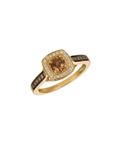 Le Vian Chocolate Solitaire 14k 0.69 Ct. Tw. Diamond Half-eternity Cocktail Ring In Gold