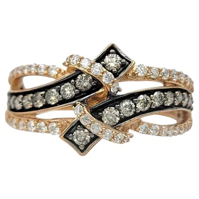 Pre-owned Le Vian Fancy Brown And White Diamond Bypass Band Ring In 14 Karat Rose Gold