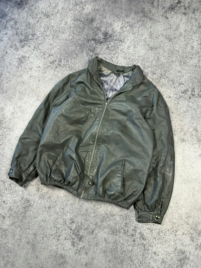 Pre-owned Leather Jacket X Vintage Y2k Vintage Leather Jacket Streetwear Style Usa Vtg S In Grey