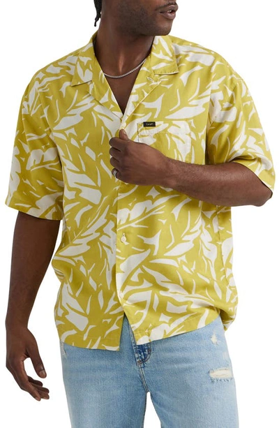 Lee Leaf Print Lyocell Camp Shirt In Alphonso Leaf Pring