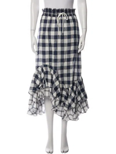 Pre-owned Lee Mathews Linen Midi Length Skirt In Multicolor