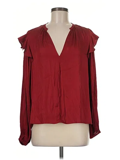 Pre-owned Left Coast By Dolan Long Sleeve Blouse In Burgundy