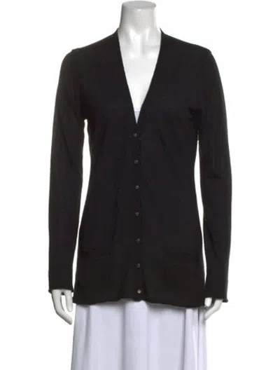 Pre-owned Lela Rose Cashmere V-neck Sweater In Black