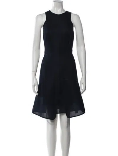 Pre-owned Lela Rose Crew Neck Mini Dress In Blue