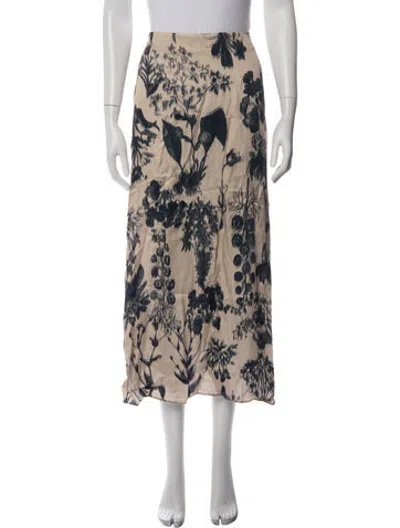 Pre-owned Lela Rose Floral Print Midi Length Skirt In Neutrals