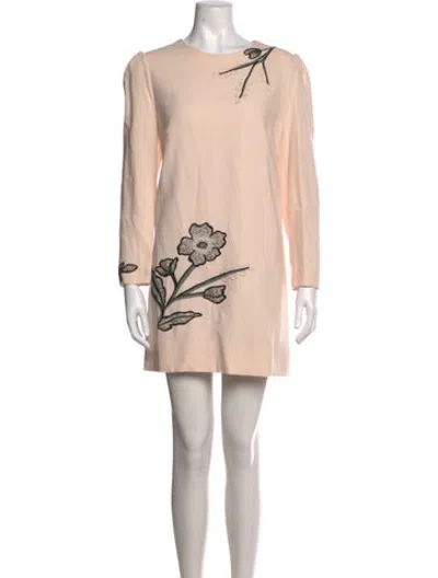 Pre-owned Lela Rose Floral Print Mini Dress In Neutrals