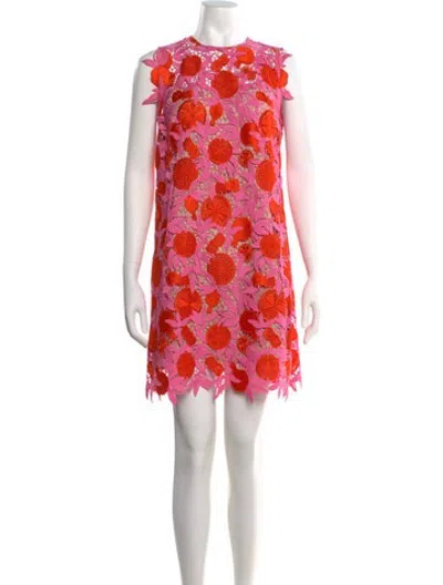 Pre-owned Lela Rose Floral Print Mini Dress W/ Tags In Pink