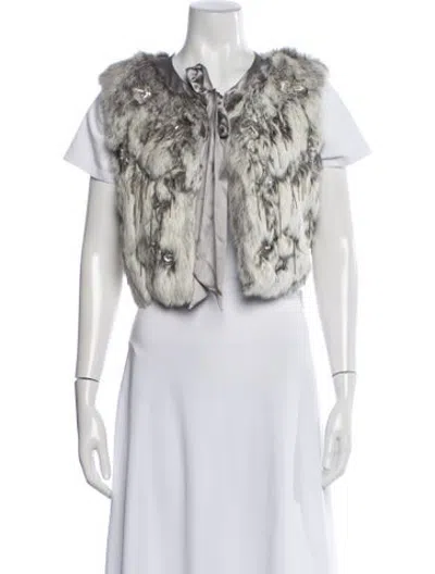 Pre-owned Lela Rose Fur Vest In Grey