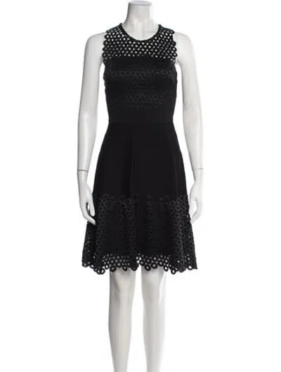 Pre-owned Lela Rose Lace Pattern Mini Dress In Black