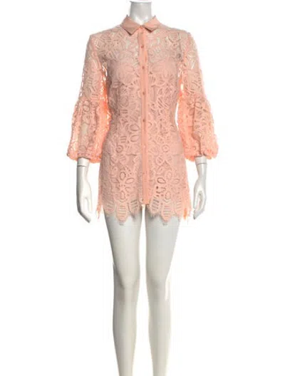 Pre-owned Lela Rose Lace Pattern Mini Dress In Pink