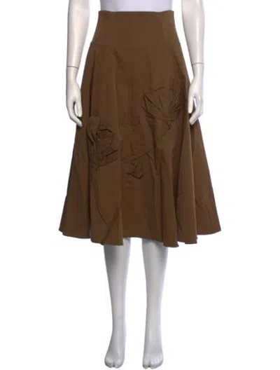 Pre-owned Lela Rose Midi Length Skirt In Brown
