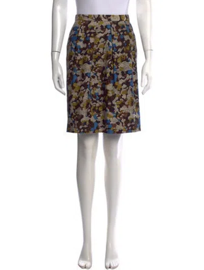 Pre-owned Lela Rose Patterned Knee-length Skirt In Brown