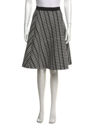 Pre-owned Lela Rose Patterned Midi Length Skirt In Black