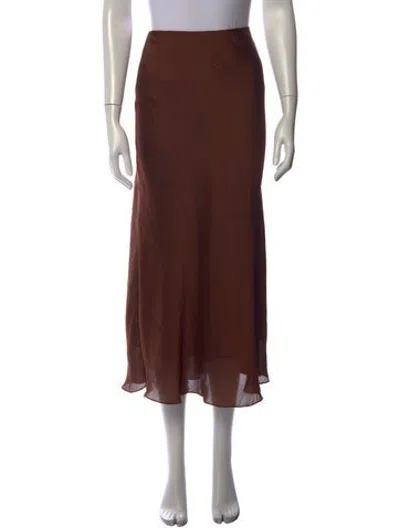 Pre-owned Lela Rose Patterned Midi Length Skirt In Brown