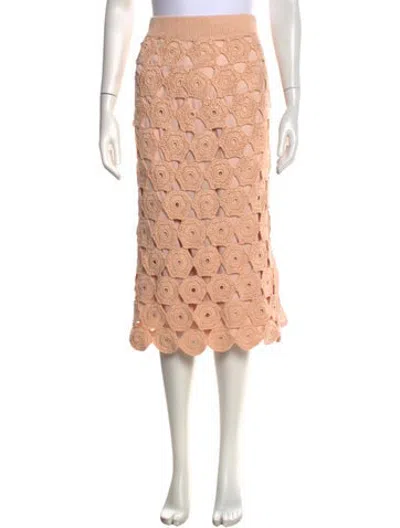 Pre-owned Lela Rose Patterned Midi Length Skirt In Pink