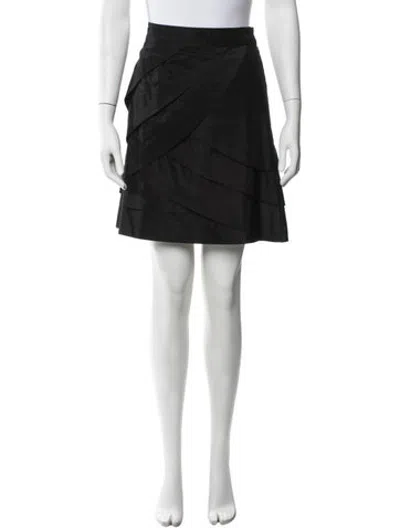 Pre-owned Lela Rose Raffia Mini Skirt In Black