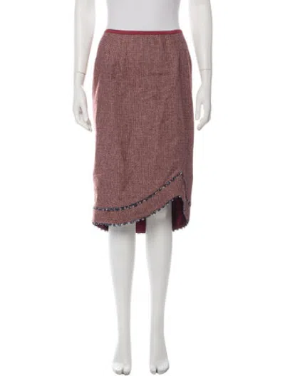 Pre-owned Lela Rose Tweed Pattern Midi Length Skirt In Multicolor