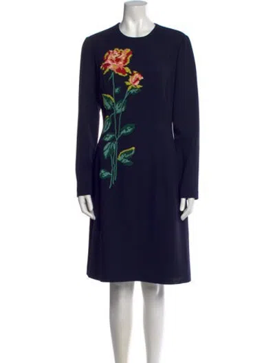 Pre-owned Lela Rose Wool Knee-length Dress In Black