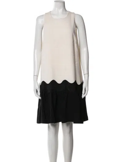 Pre-owned Lela Rose Wool Knee-length Dress In Black/neutrals