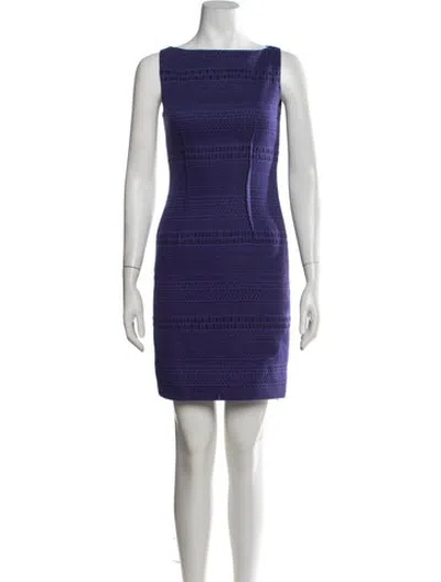 Pre-owned Lela Rose Wool Knee-length Dress In Purple