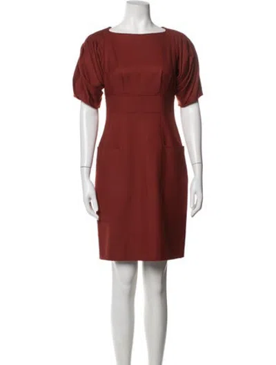 Pre-owned Lela Rose Wool Knee-length Dress In Red