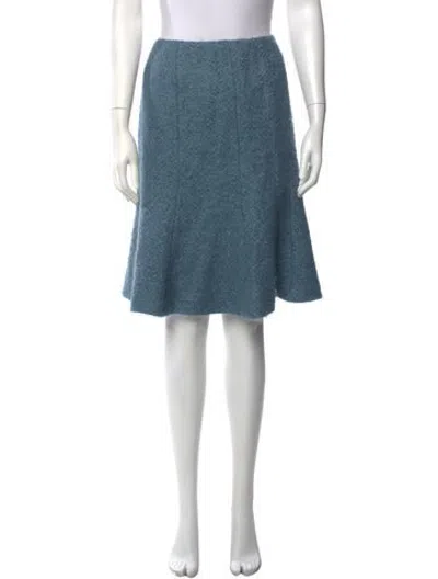 Pre-owned Lela Rose Wool Midi Length Skirt In Blue