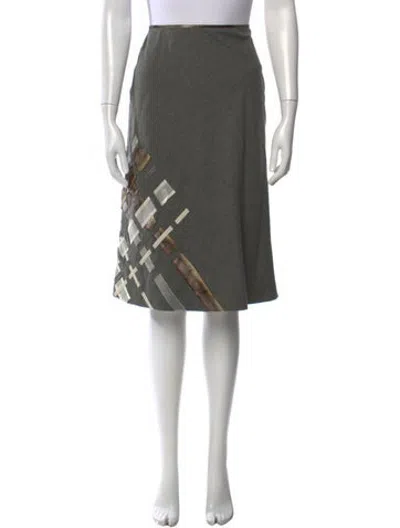 Pre-owned Lela Rose Wool Midi Length Skirt In Grey