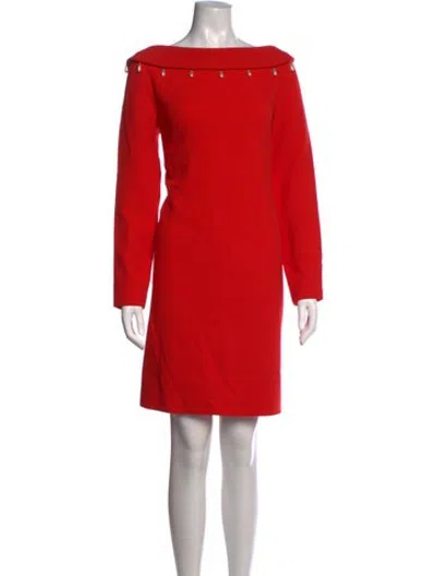 Pre-owned Lela Rose Wool Mini Dress In Red