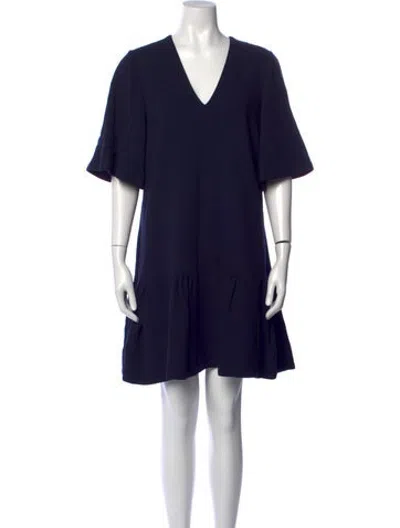 Pre-owned Lela Rose Wool Mini Dress W/ Tags In Blue