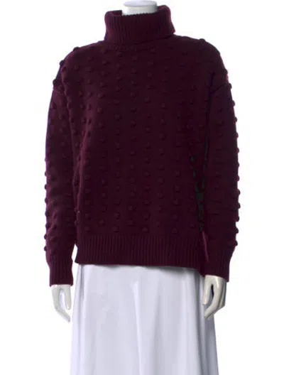 Pre-owned Lela Rose Wool Patterned Sweater In Purple