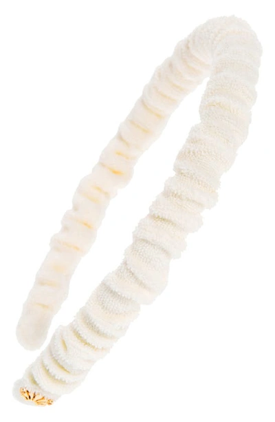 Lele Sadoughi Jessie Slim Terry Cloth Headband In White