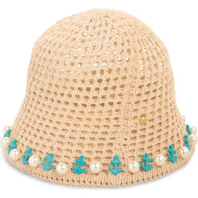 Lele Sadoughi Maya Faux Pearl And Anchor Crochet Bucket Hat In Neutral