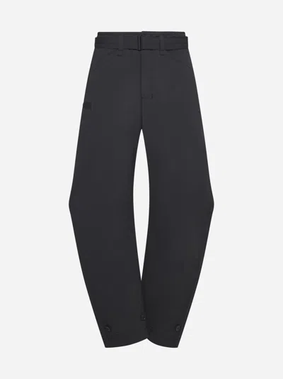 Lemaire Belted Cotton Trousers In Anthracite