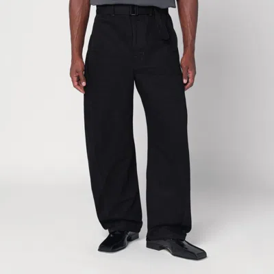 Lemaire Black Cotton Trousers With Belt