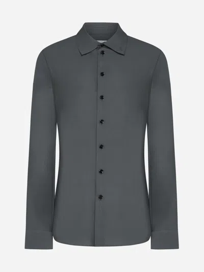 Lemaire Cotton And Silk Shirt In Asphalt