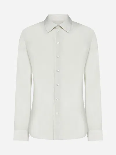 Lemaire Cotton And Silk Shirt In Pale Mastic