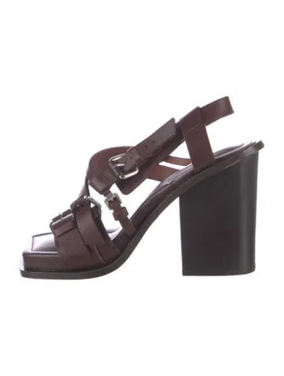 Pre-owned Lemaire Leather Cutout Accent Sandals In Brown