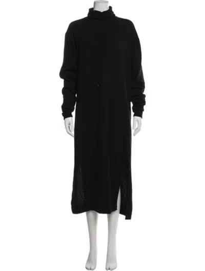 Pre-owned Lemaire Merino Wool Midi Length Dress In Black