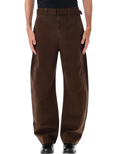 Lemaire Twisted Belted Straight-leg Pants In Ristretto