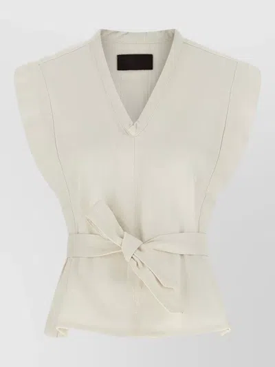 Lemaire V Neck Sleeveless Vest Waist Tie In Neutral