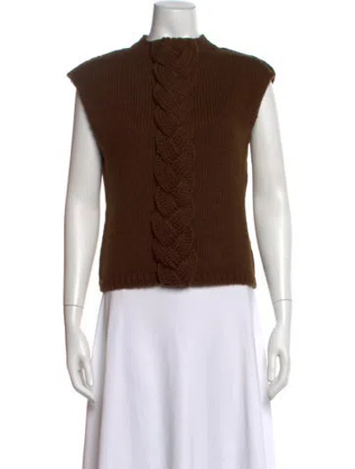 Pre-owned Lemaire Wool Mock Neck Sweater In Brown