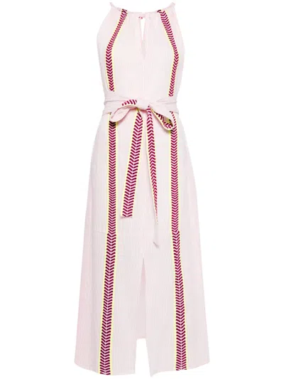 Lemlem Ayana Cotton-blend Halterneck Maxi Dress In Pink