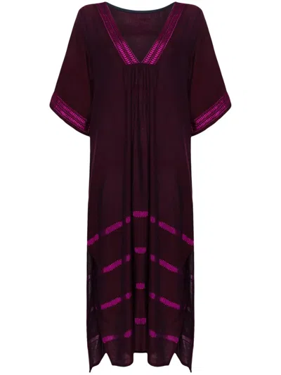 Lemlem Edna Cotton-blend Maxi Dress In Purple