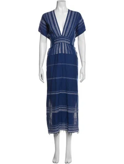 Pre-owned Lemlem Striped Long Dress In Blue