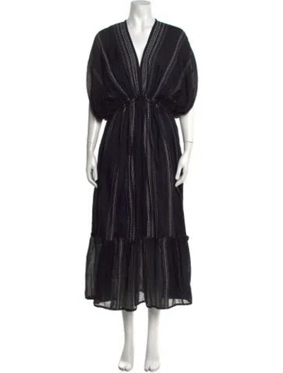 Pre-owned Lemlem Striped Midi Length Dress In Black